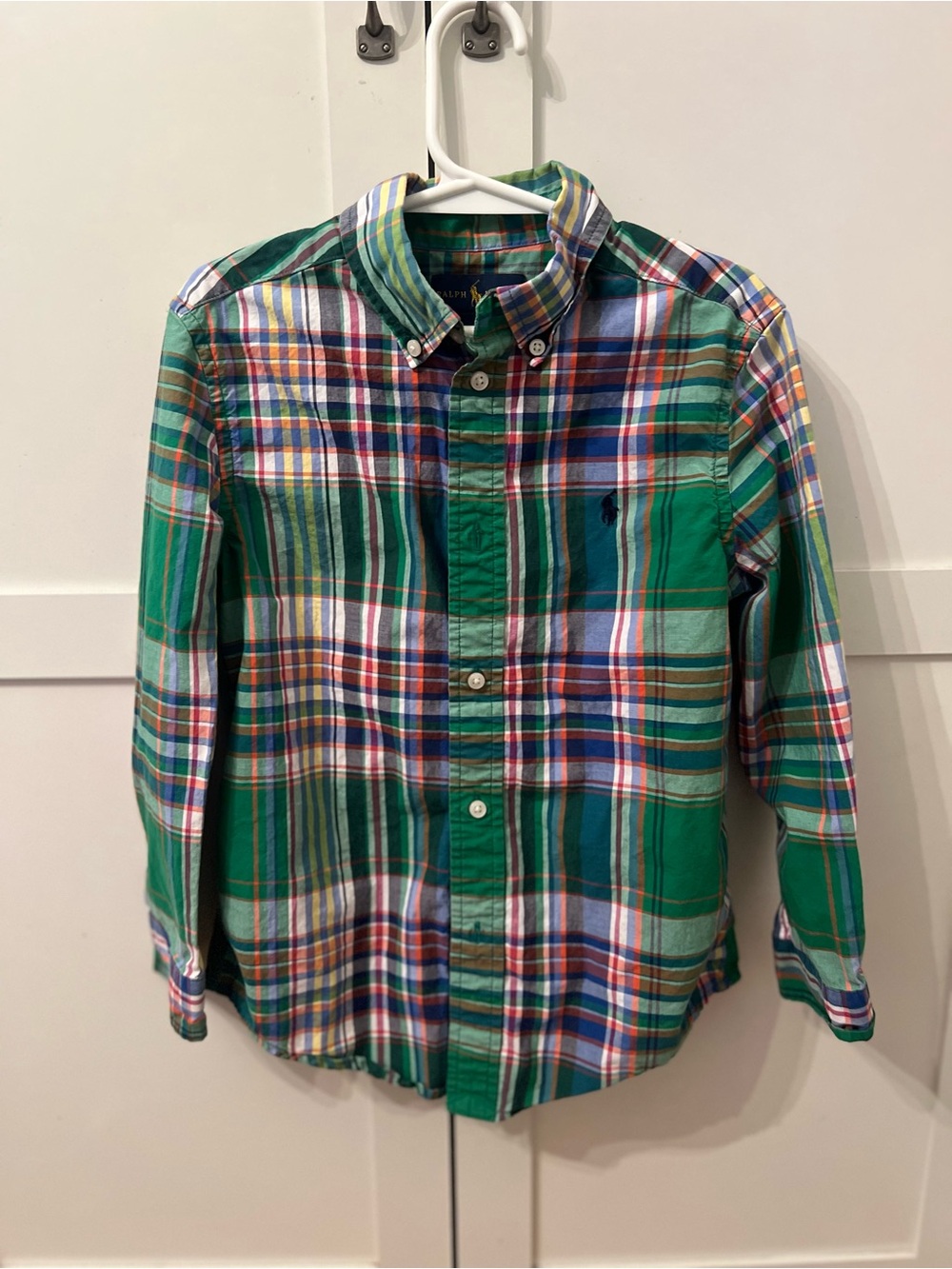 Ralph Lauren Madres Green Plaid Button-Down Shirt for Kids